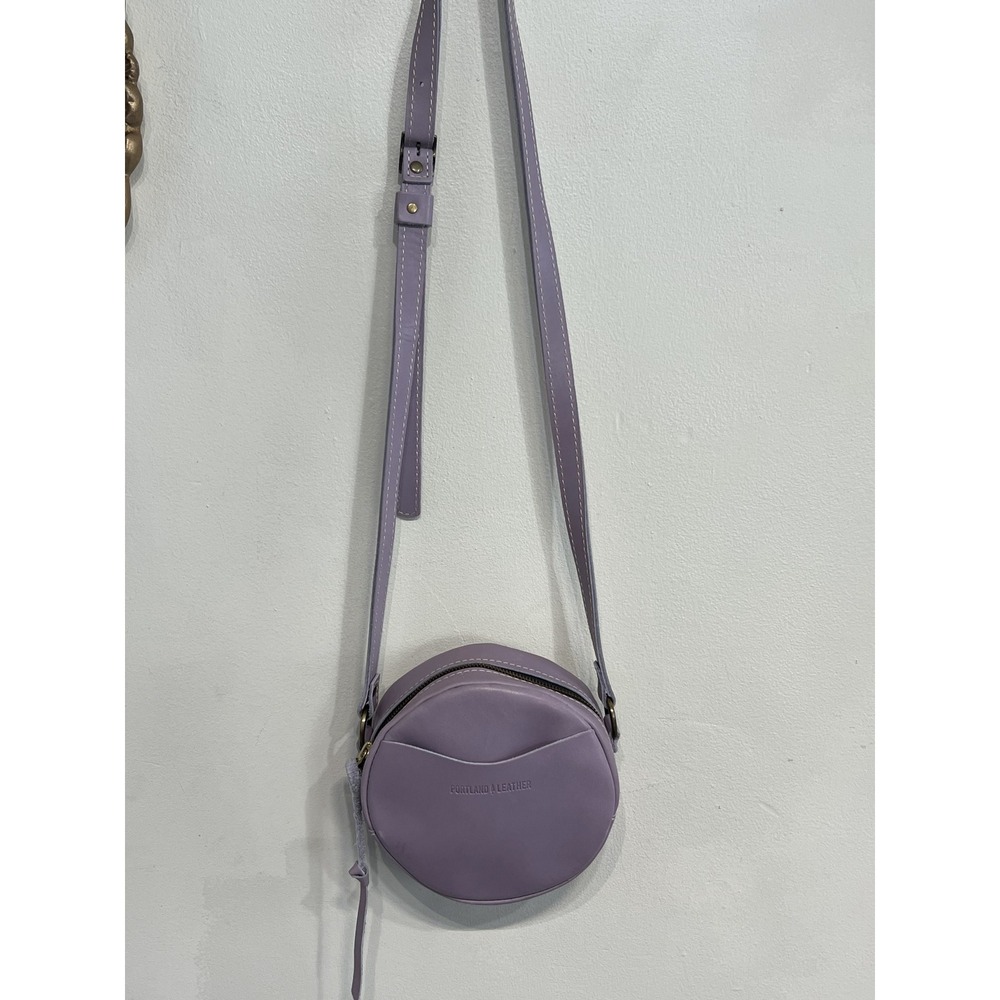Portland Leather Goods Lilac Lavender Round Leather Crossbody Bag Purse